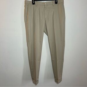 Zara Mens Dress Pants Size 34x29 Beige Flat Front Straight Leg Textured